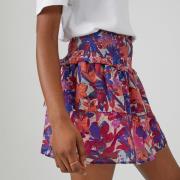 Mini jupe à volants, taille smockée