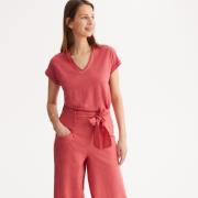 T-shirt en lin, col V, manches courtes