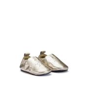 Chaussons cuir à enfiler dorés motif étoile