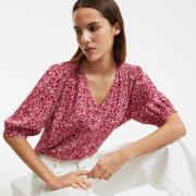Blouse col V manches coudes imprimé floral
