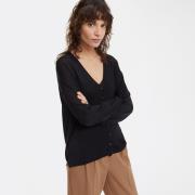 Cardigan col v en fine maille, boutonné