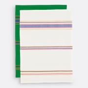 Lot torchons rayés en coton tissé teint, Djebel