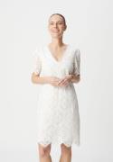 Robe col V en broderie anglaise, manches courtes&n