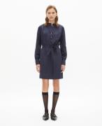 Robe chemise courte, col rond, manches longues