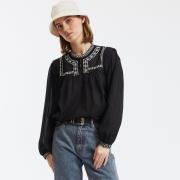Blouse brodée col rond, manches longues
