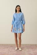 Robe courte brodée, col rond manches 3/4, RINALA