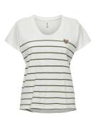 T-shirt rayé, impression cœur devant