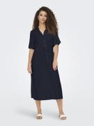 Robe mi-longue avec ceinture, col chemise