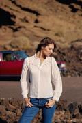 Blouse en coton col rond, détails brodés, BEATTIE