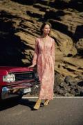 Robe longue col V, imprimé floral, RHYAN