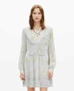 Robe courte imprimée col V, manches longues