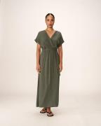 Robe longue fluide, ceinturée, POLLEN