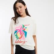 T-shirt col rond imprimé, manches courtes