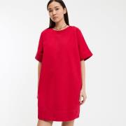 Robe évasée, en denim, manches courtes