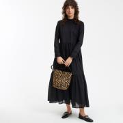 Robe longue voile de coton brodée manches longues