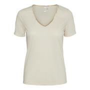 T-shirt col V, liseré doré