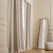 Rideau lin lavé occultant, passants cuir, Private