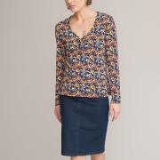 T-shirt col rond, manches longues, imprimé floral
