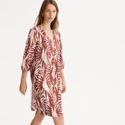 Robe droite imprimé floral, mi-longue, manches 3/4