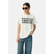T-shirt col rond manches courtes, message pailleté
