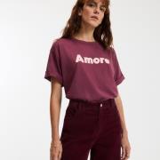 T-shirt col rond à message, manches courtes