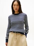 Pull rayé col rond en maille torsadée