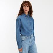 Chemise en denim pur coton, Signature MARLÈNE