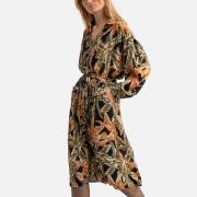 Robe midi imprimée, manches longues