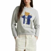 Sweat col rond manches longues, motif ourson