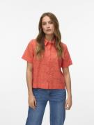 Chemisier manches courtes, broderies anglaises