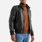 Blouson en cuir d'agneau col montant