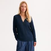 T-shirt en lin, col tunisien, manches longues