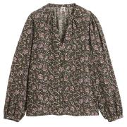 Chemisier col v imprimé floral, manches longues