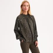 Blouse col V, imprimé floral, manches longues