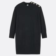 Robe droite en laine, courte, manches longues