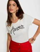 T-shirt droit inscription blanc femme