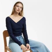 Top col V, manches longues